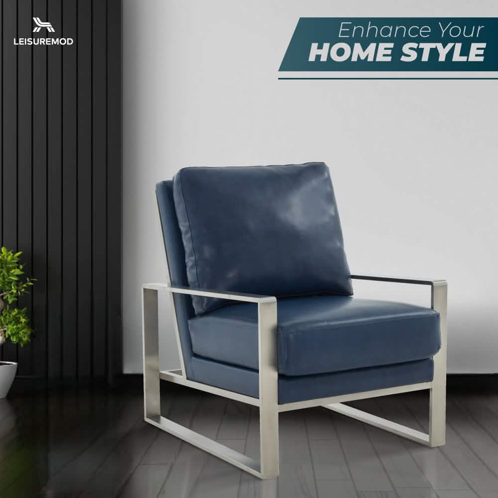 Jefferson Accent Armchair Upholstered in Velvet/Leather and Gold/Silver Metal Frame