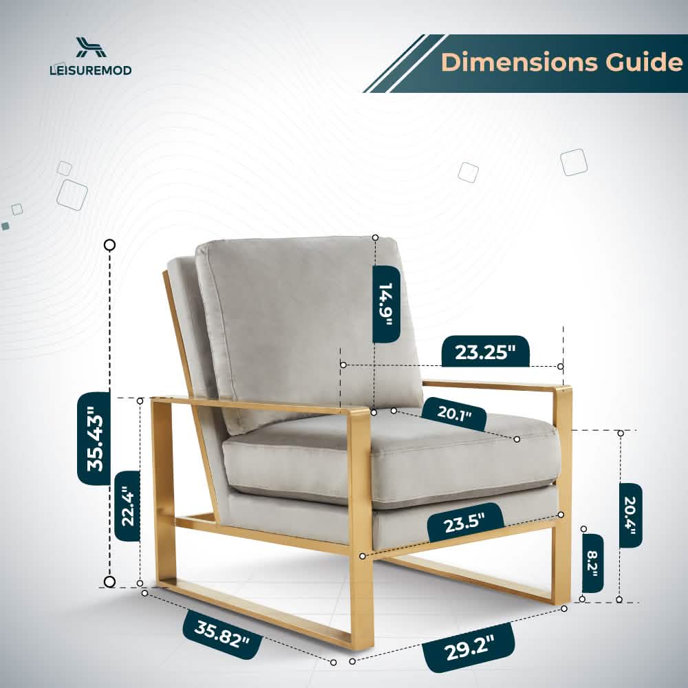 Jefferson Accent Armchair Upholstered in Velvet/Leather and Gold/Silver Metal Frame