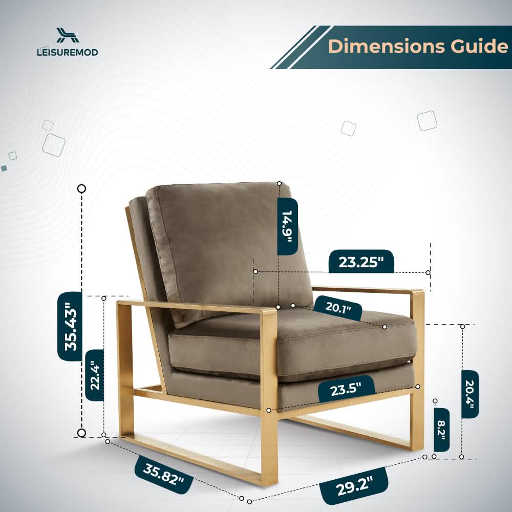 Jefferson Accent Armchair Upholstered in Velvet/Leather and Gold/Silver Metal Frame