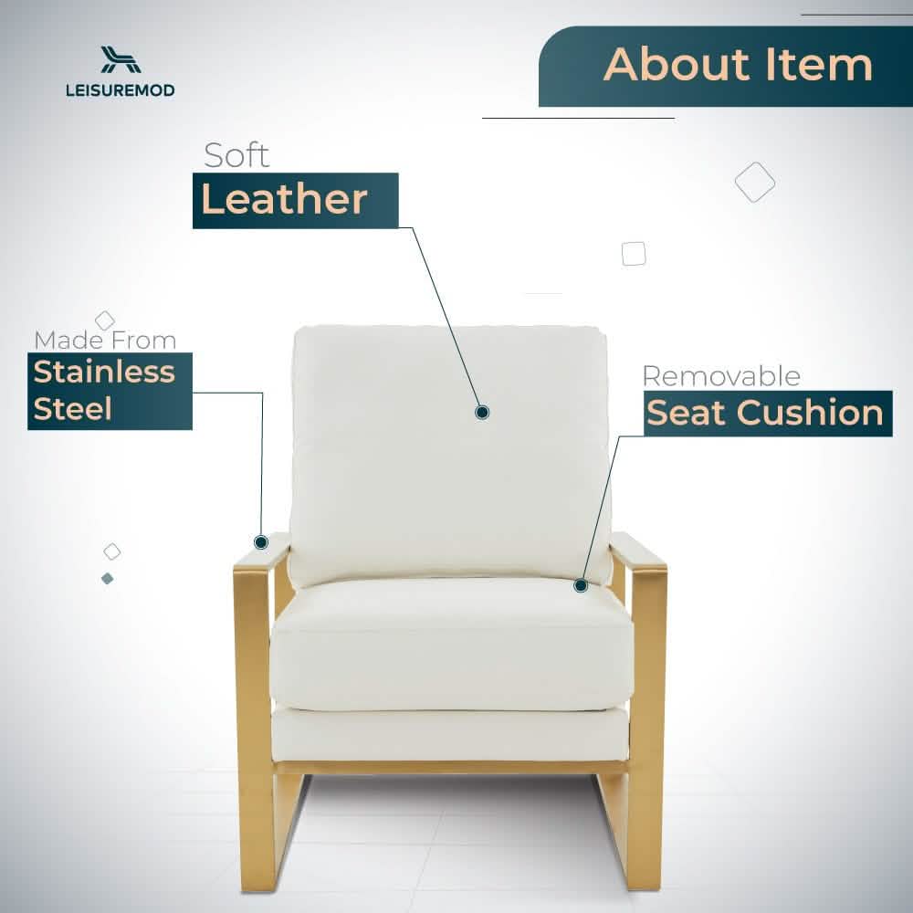 Jefferson Accent Armchair Upholstered in Velvet/Leather and Gold/Silver Metal Frame