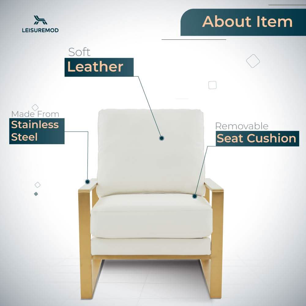 Jefferson Accent Armchair Upholstered in Velvet/Leather and Gold/Silver Metal Frame