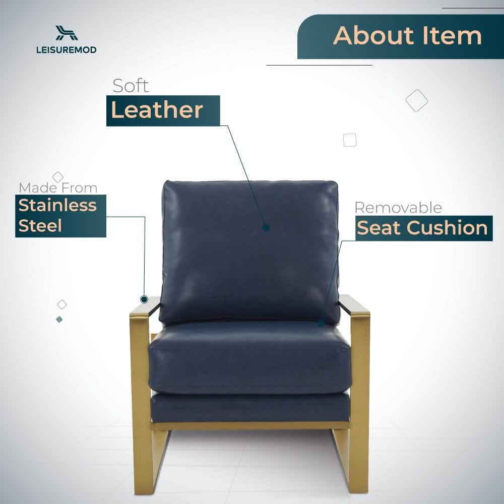 Jefferson Accent Armchair Upholstered in Velvet/Leather and Gold/Silver Metal Frame