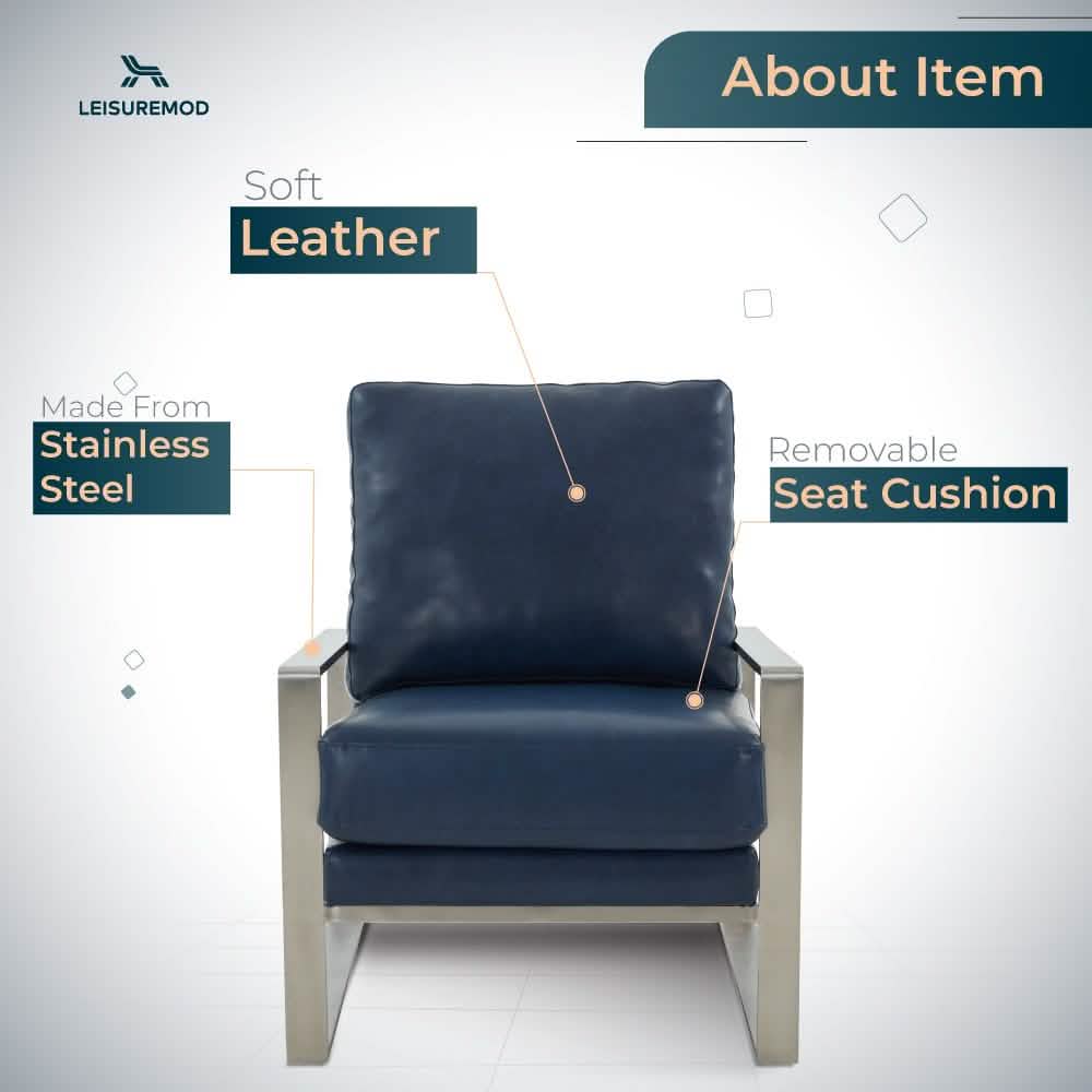 Jefferson Accent Armchair Upholstered in Velvet/Leather and Gold/Silver Metal Frame