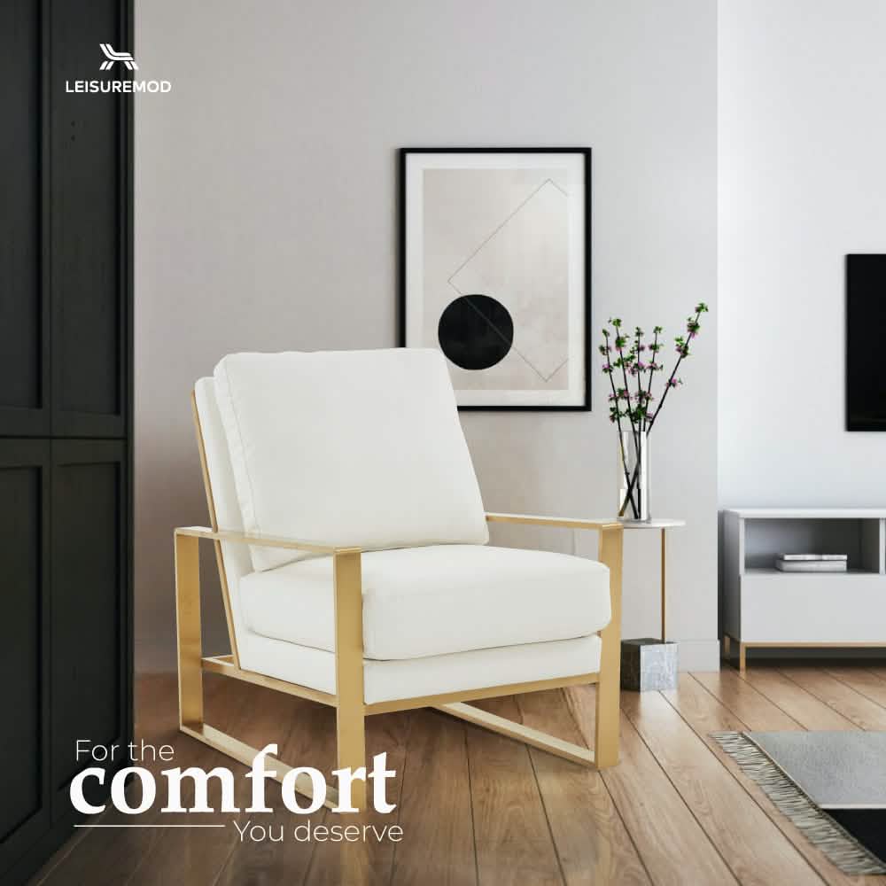 Jefferson Accent Armchair Upholstered in Velvet/Leather and Gold/Silver Metal Frame