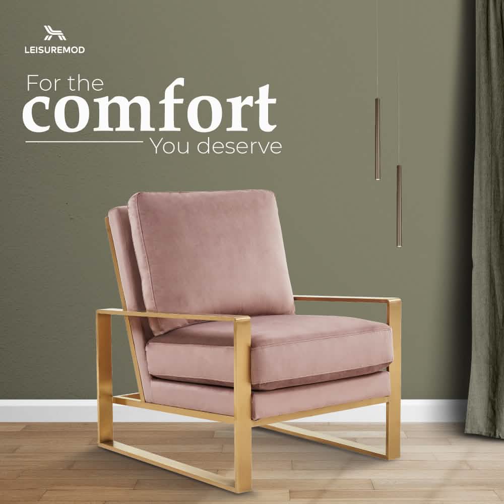 Jefferson Accent Armchair Upholstered in Velvet/Leather and Gold/Silver Metal Frame