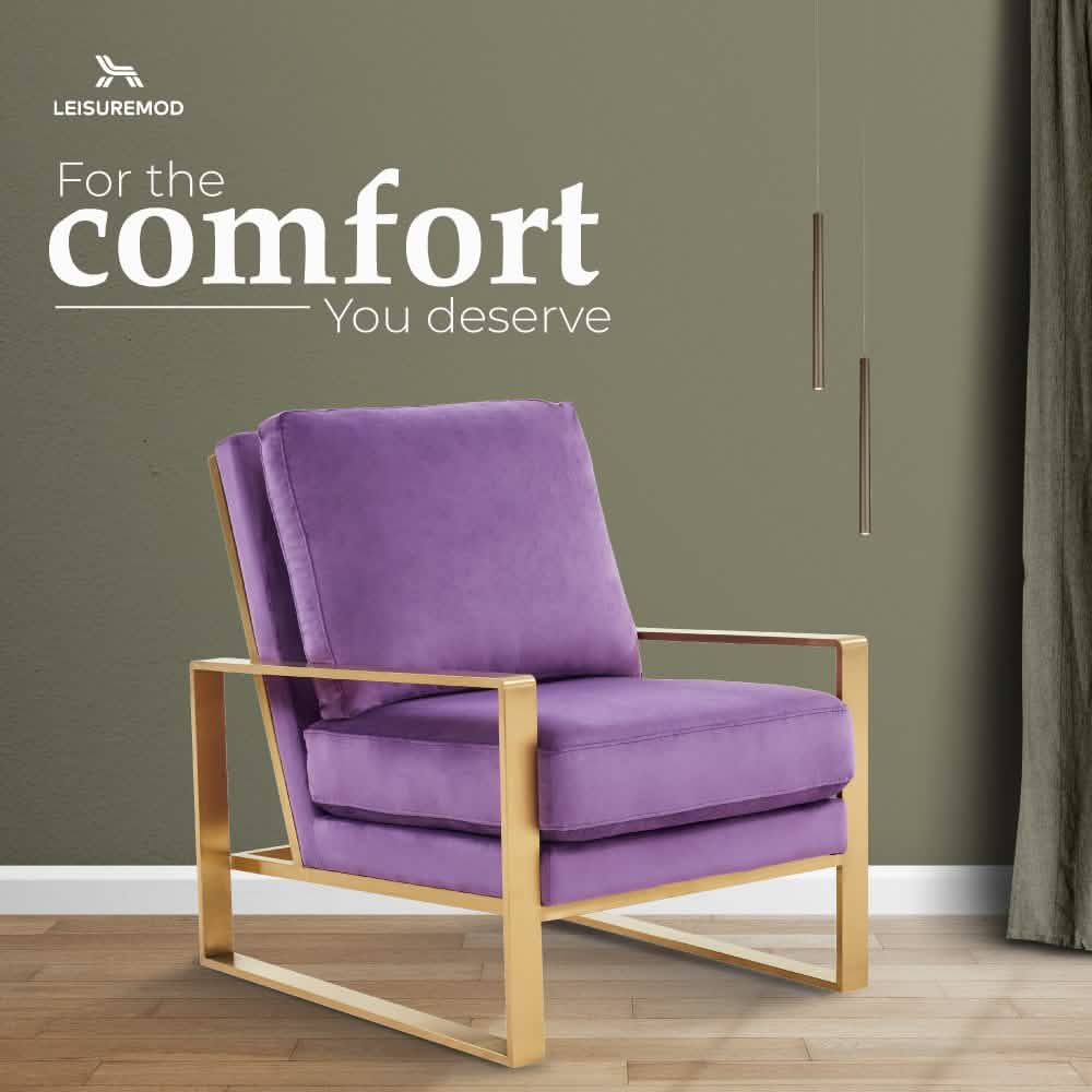 Jefferson Accent Armchair Upholstered in Velvet/Leather and Gold/Silver Metal Frame