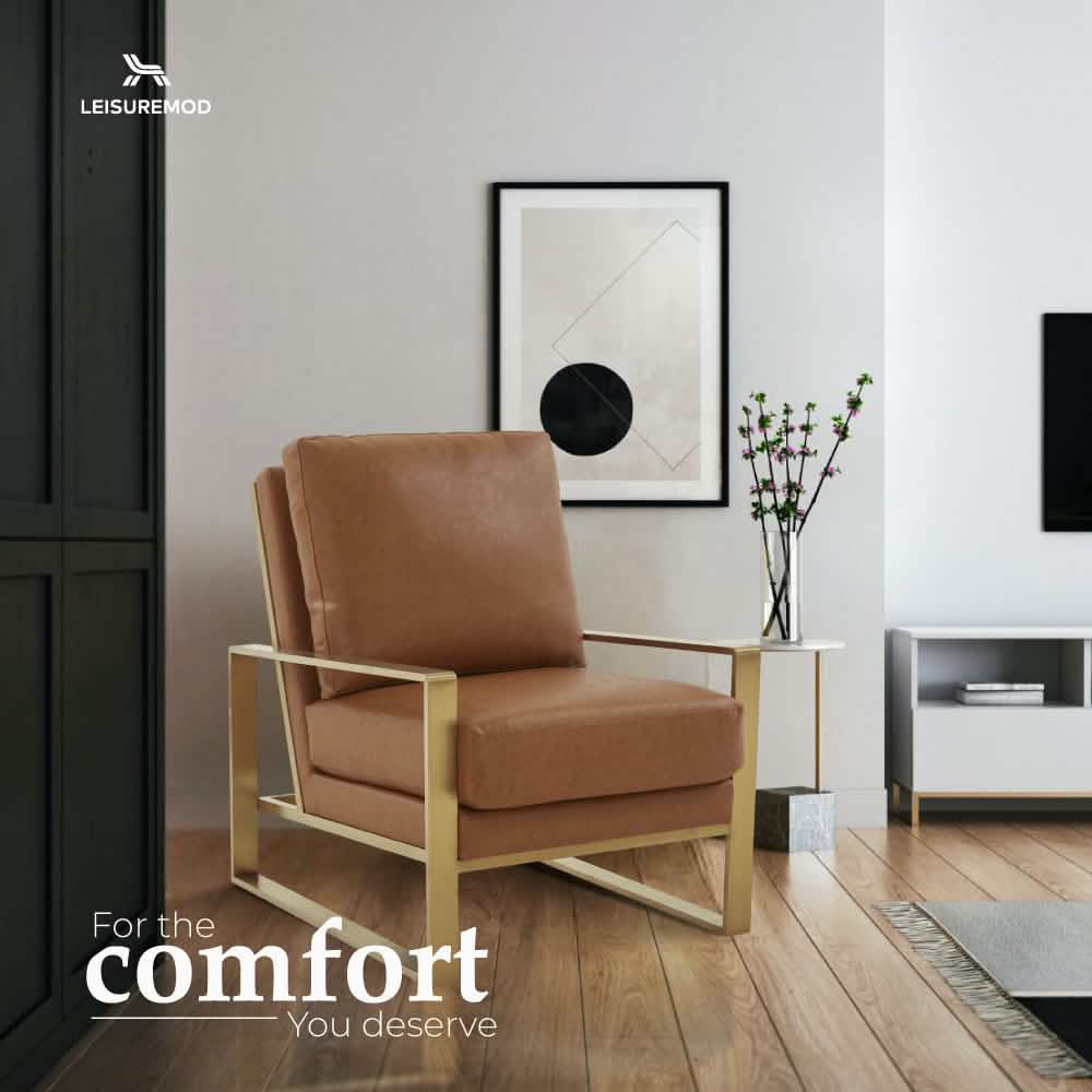 Jefferson Accent Armchair Upholstered in Velvet/Leather and Gold/Silver Metal Frame