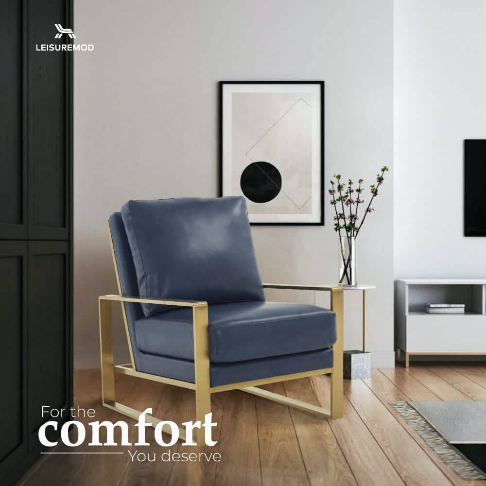 Jefferson Accent Armchair Upholstered in Velvet/Leather and Gold/Silver Metal Frame
