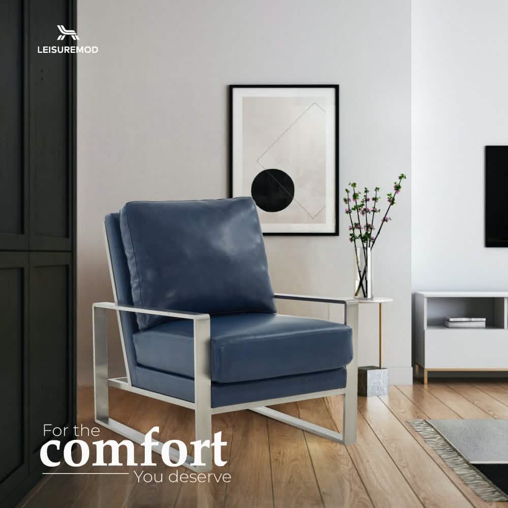 Jefferson Accent Armchair Upholstered in Velvet/Leather and Gold/Silver Metal Frame