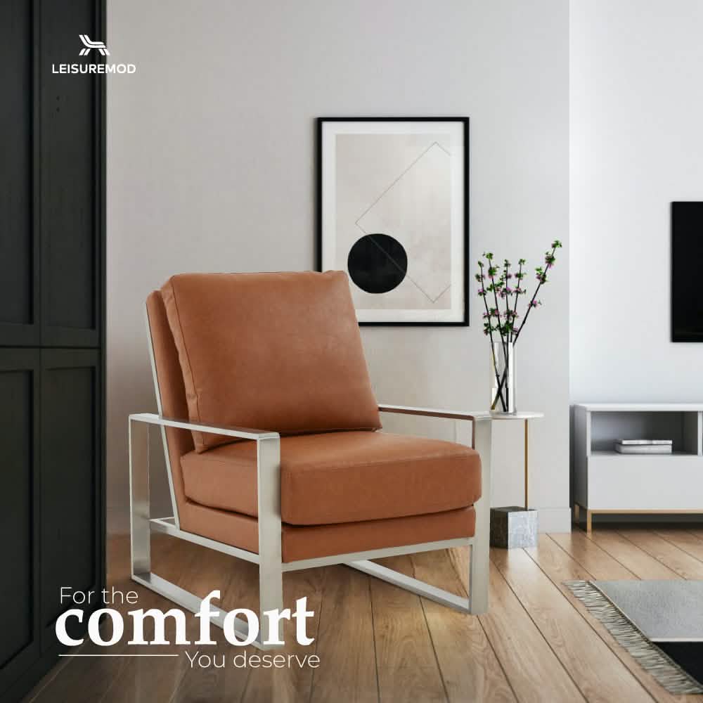 Jefferson Accent Armchair Upholstered in Velvet/Leather and Gold/Silver Metal Frame