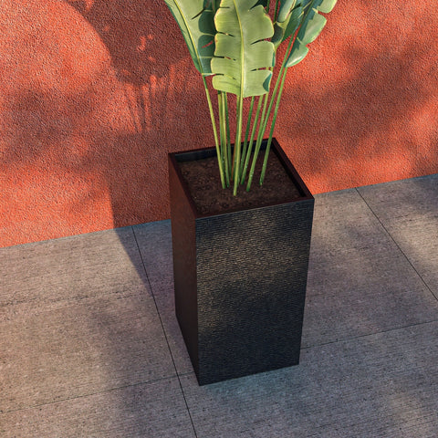 Basalt Fiberstone and MgO Clay Modern Tall Square Planter Pot for Indoor and Outdoor