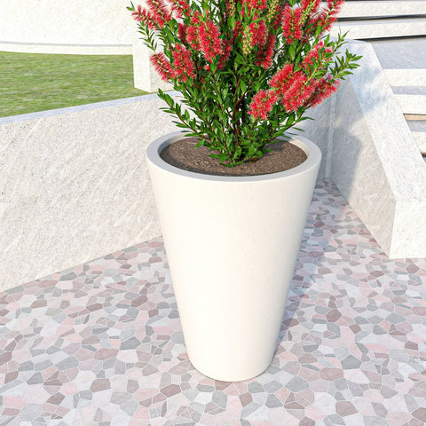 Pebble Modern Fiberstone and MGO Clay Tapered Round Planter for Indoor and Outdoor