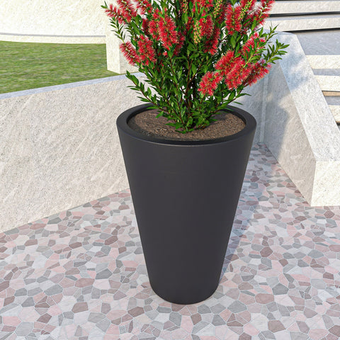 Pebble Modern Fiberstone and MGO Clay Tapered Round Planter for Indoor and Outdoor