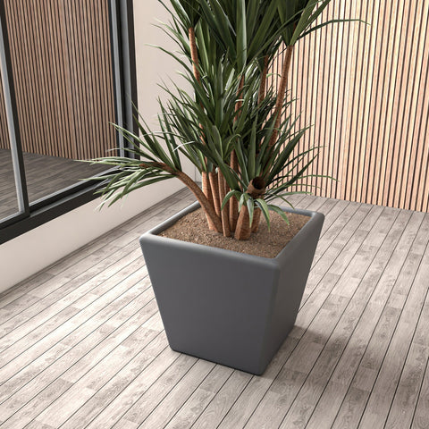 Blossom Fiberstone Tapered Square Planter Pot in Dark Grey