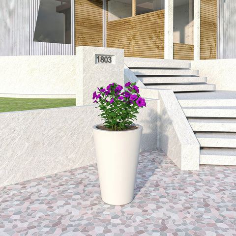 Pebble Modern Fiberstone and MGO Clay Tapered Round Planter for Indoor and Outdoor