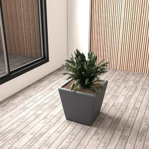 Blossom Fiberstone Tapered Square Planter Pot in Dark Grey