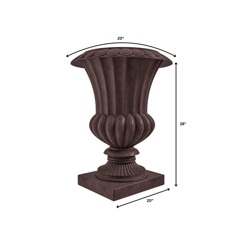 Lotus Fiberstone and Clay Urn Planter Pot Indoor Outdoor with Drainage Holes