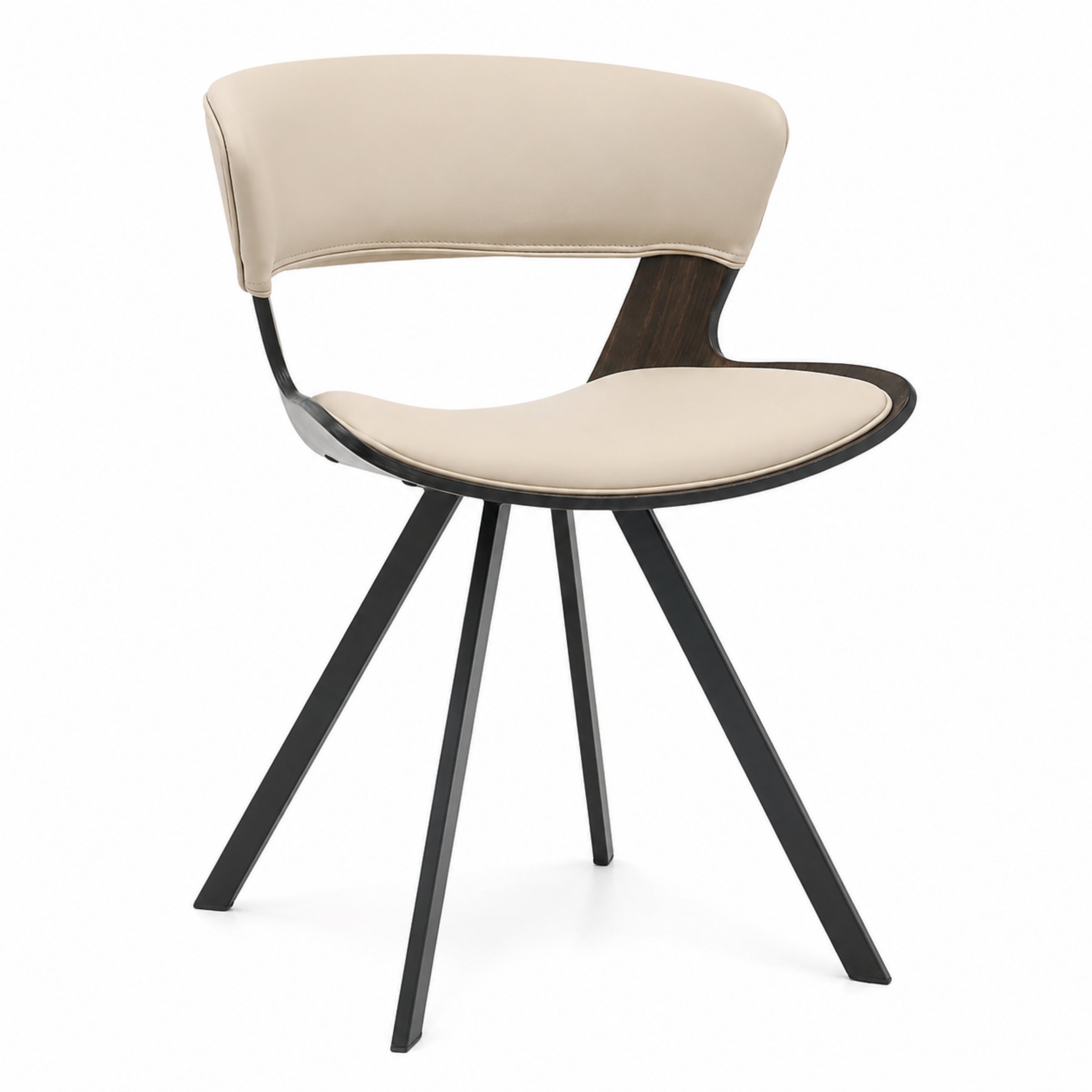Nymia Upholstered Dining Chair With Saddle Seat Design and Iron Legs