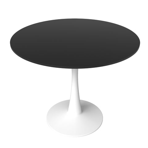 Bristol Round Dining Table with MDF/Sintered Stone/Glass Wood Tabletop in White Steel