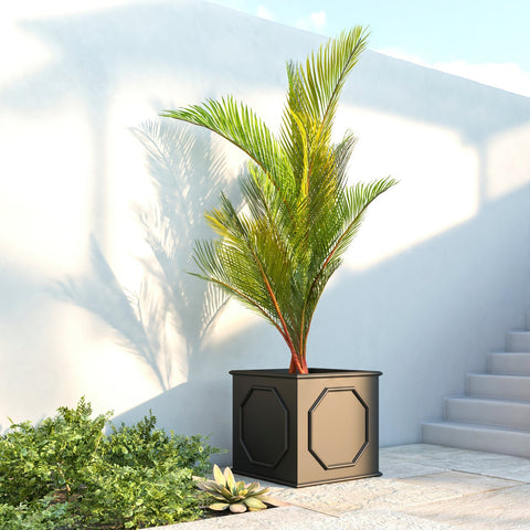 Sprout Modern Square Fiberstone and MGO Clay Planter for Indoor and Outdoor