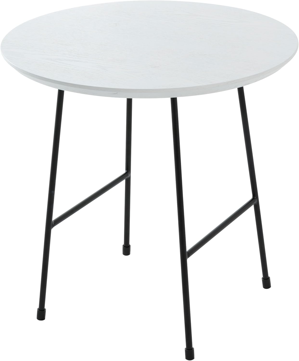 Rossmore Round Side Table with MDF Wood Tabletop in Black Steel