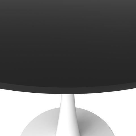 Bristol Round Dining Table with MDF/Sintered Stone/Glass Wood Tabletop in White Steel