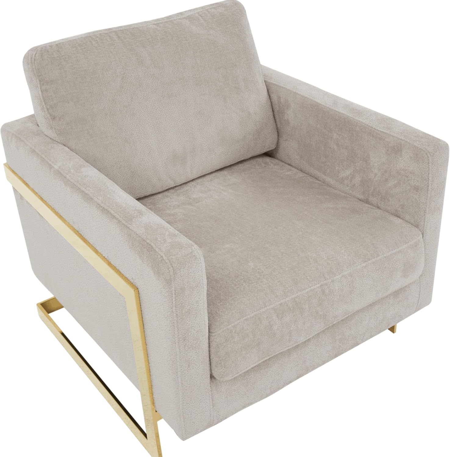 Lincoln Modern Upholstered in Fabric Single Seater Sofa With Gold/Black/White Metal Frame
