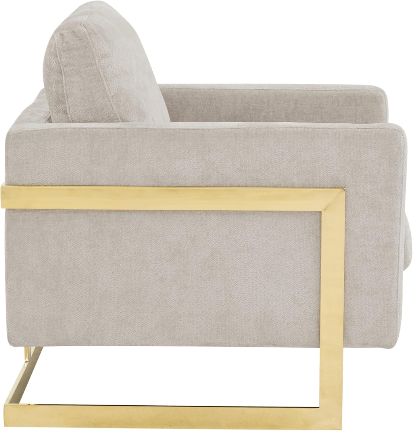 Lincoln Modern Upholstered in Fabric Single Seater Sofa With Gold/Black/White Metal Frame