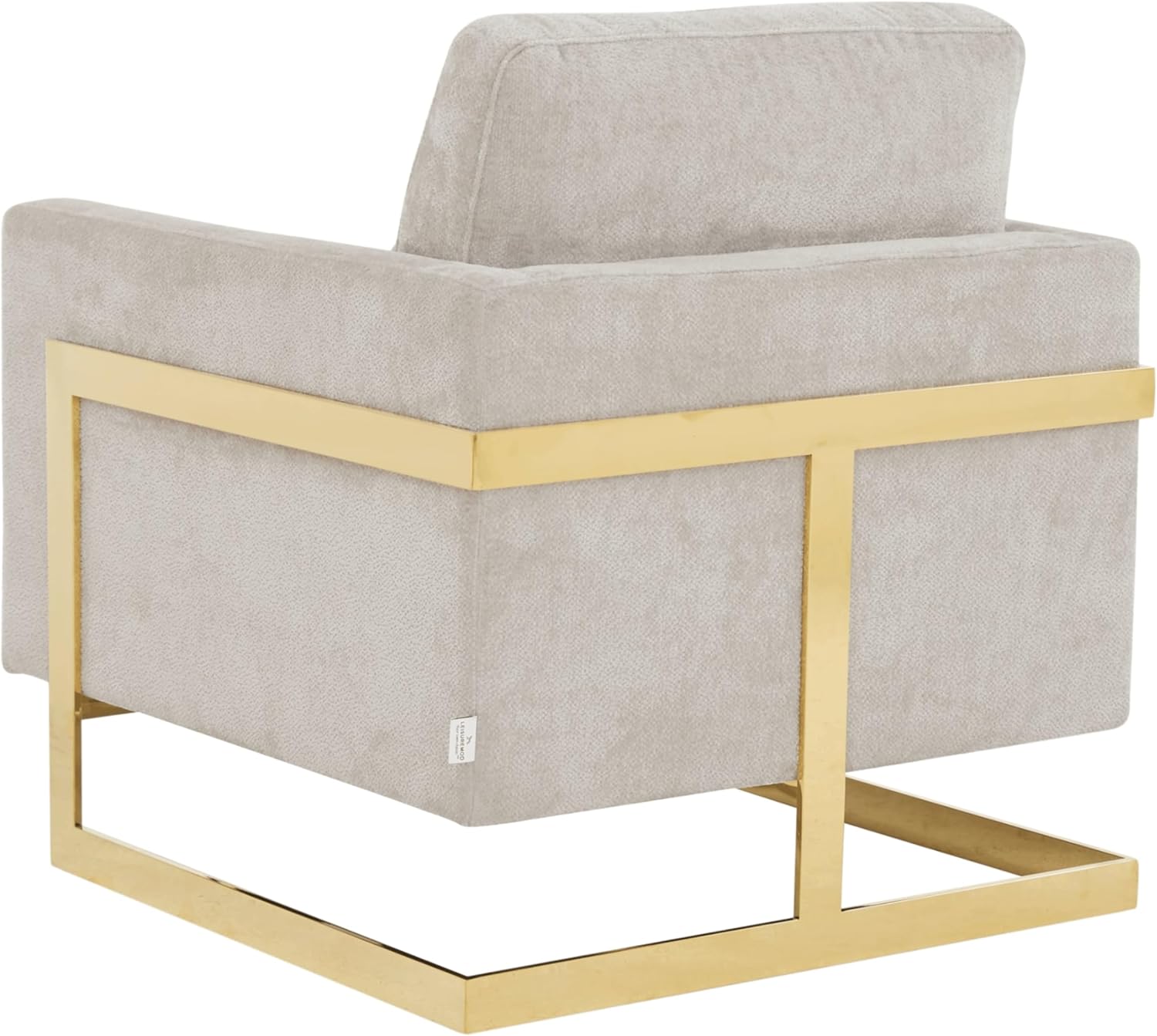 Lincoln Modern Upholstered in Fabric Single Seater Sofa With Gold/Black/White Metal Frame