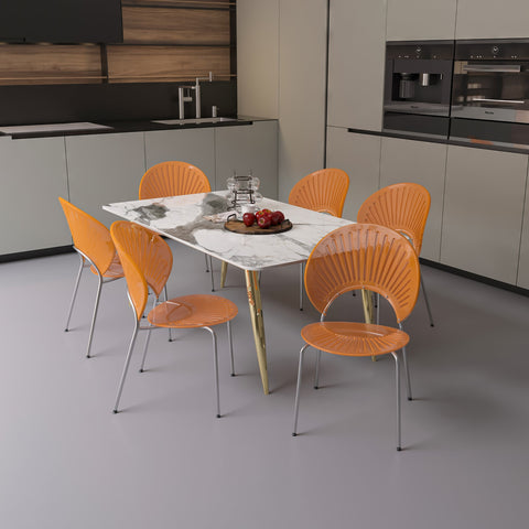 Opulent Modern Plastic Dining Chair in Chrome Metal Legs