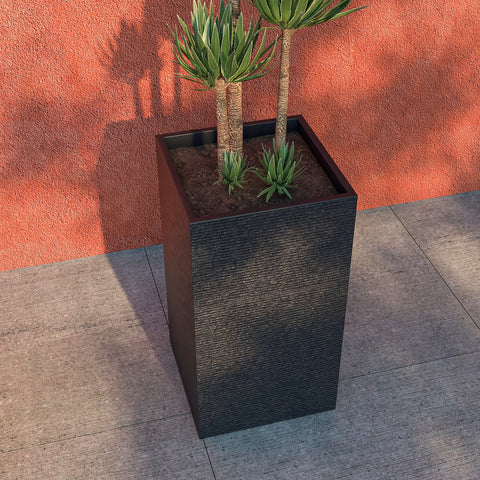 Basalt Fiberstone and MgO Clay Modern Tall Square Planter Pot for Indoor and Outdoor