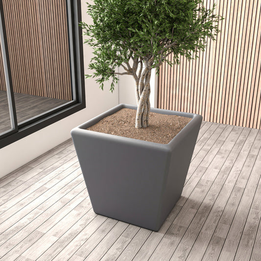 Blossom Fiberstone Tapered Square Planter Pot in Dark Grey