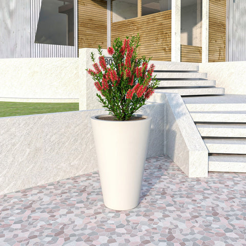 Pebble Modern Fiberstone and MGO Clay Tapered Round Planter for Indoor and Outdoor