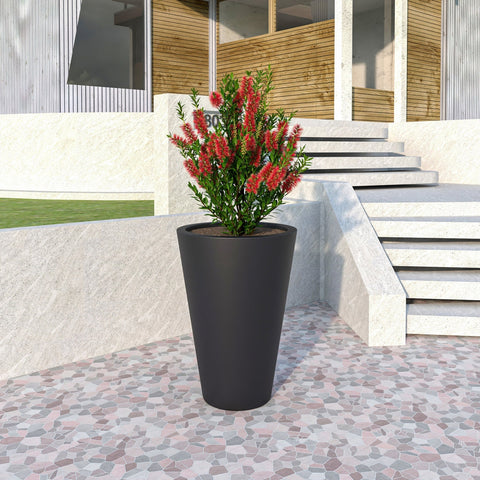 Pebble Modern Fiberstone and MGO Clay Tapered Round Planter for Indoor and Outdoor