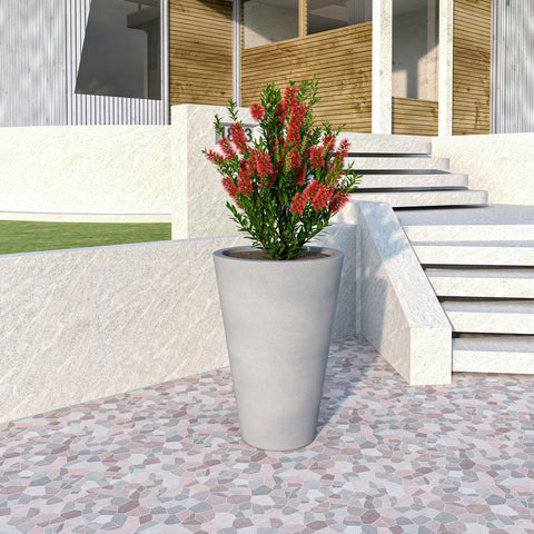 Pebble Modern Fiberstone and MGO Clay Tapered Round Planter for Indoor and Outdoor