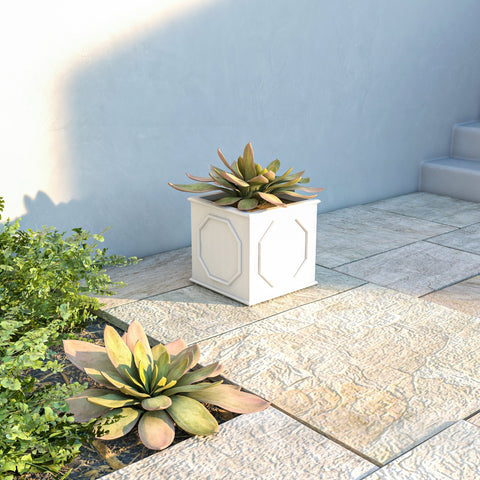 Sprout Modern Square Fiberstone and MGO Clay Planter for Indoor and Outdoor