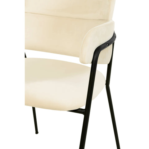 Axis Upholstered Dining Chair with Curved Open-Back and Arms and Black Stainless Steel Legs