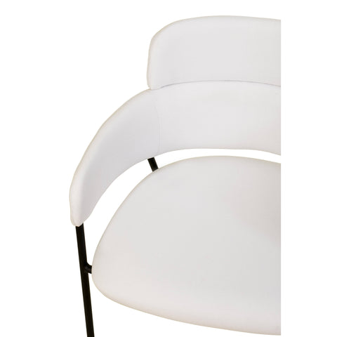 Axis Upholstered Dining Chair with Curved Open-Back and Arms and Black Stainless Steel Legs