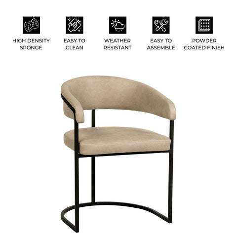 Aero Modern Upholstered Dining Chair with Padded Seat and Powder-Coated Iron Frame