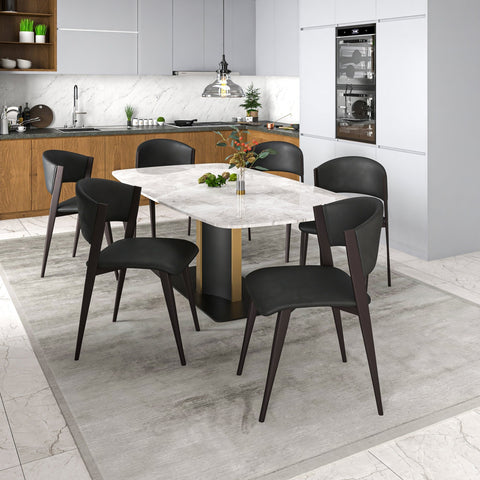 Aspen Dining Chairs Upholstered in Leather Kitchen Room Chairs with Metal Legs