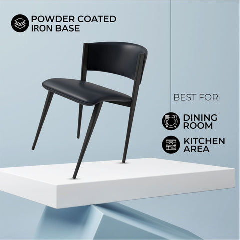 Aspen Dining Chairs Upholstered in Leather Kitchen Room Chairs with Black Metal Legs