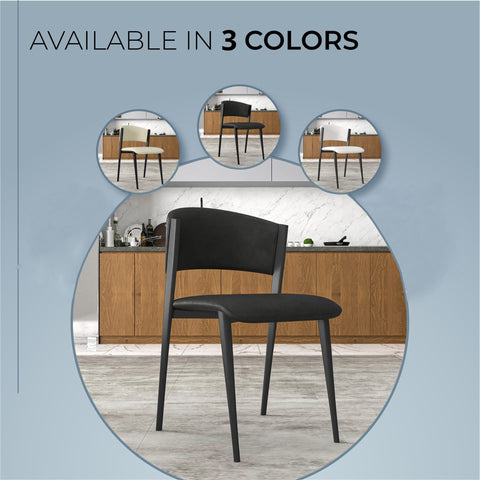 Aspen Dining Chairs Upholstered in Leather Kitchen Room Chairs with Black Metal Legs