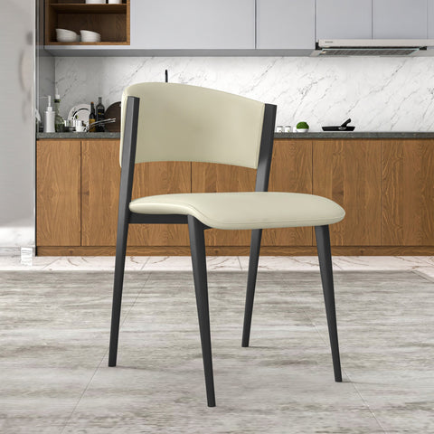 Aspen Dining Chairs Upholstered in Leather Kitchen Room Chairs with Black Metal Legs