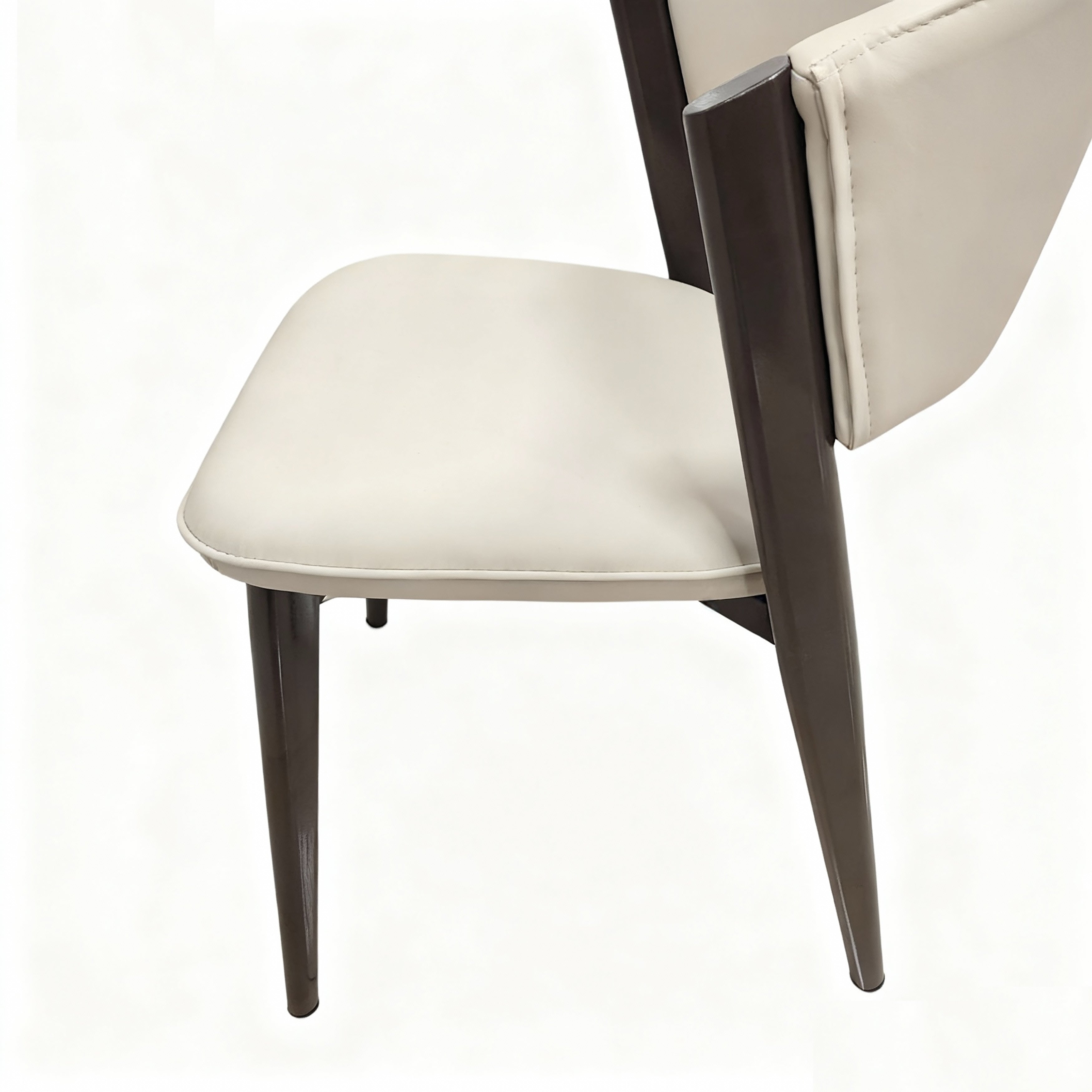 Aspen Dining Chairs Upholstered in Leather with Black Metal Legs