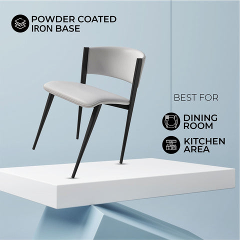 Aspen Dining Chairs Upholstered in Leather Kitchen Room Chairs with Black Metal Legs