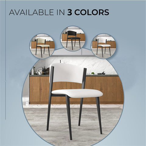 Aspen Dining Chairs Upholstered in Leather Kitchen Room Chairs with Black Metal Legs