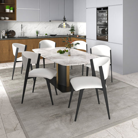 Aspen Dining Chairs Upholstered in Leather Kitchen Room Chairs with Black Metal Legs