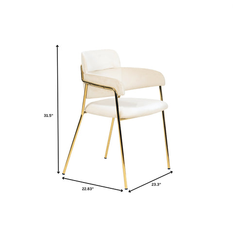 Axis Upholstered Dining Chair with Curved Open-Back Design and Gold Stainless Steel Legs