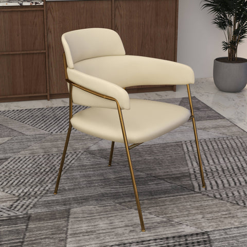 Axis Upholstered Dining Chair with Curved Open-Back Design and Gold Stainless Steel Legs