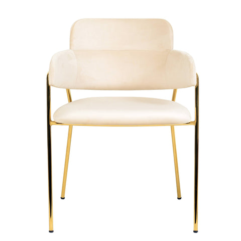 Axis Upholstered Dining Chair with Curved Open-Back Design and Gold Stainless Steel Legs